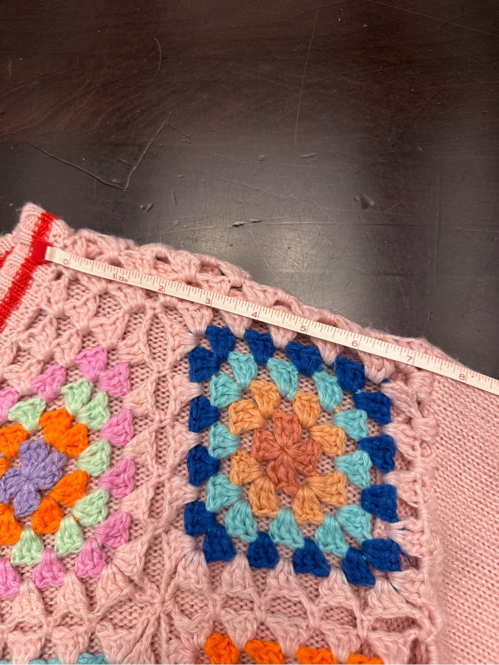 Pink Lily Pastel Pink Crochet Patchwork Cardigan - Picture 12 of 17